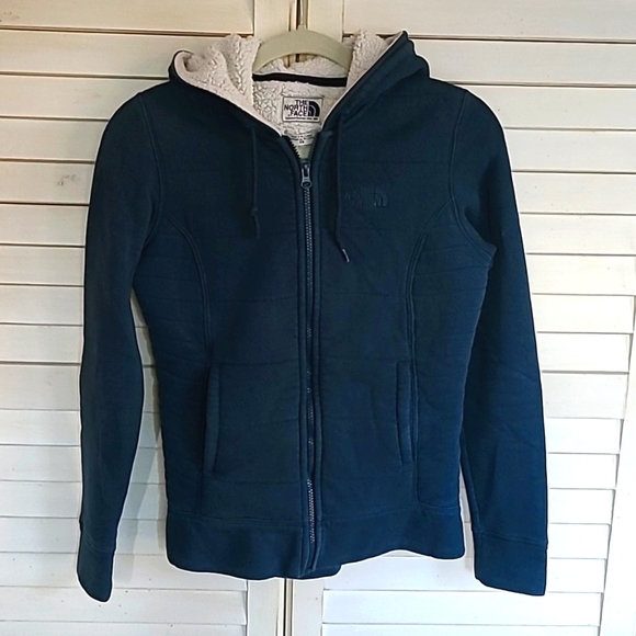 NorthFace Deep teal blue fleece lined zip front hoodie - Picture 1 of 11